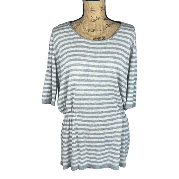 St. John Tops - St. John Gray and White Striped Top XL